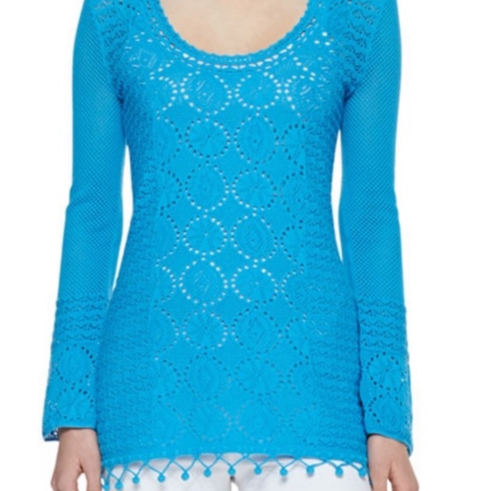 Lilly Pulitzer teal sweater beach coverup